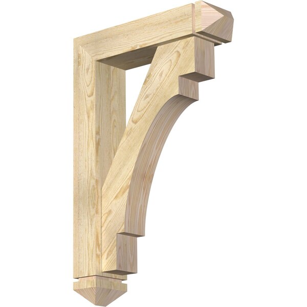 Ekena Millwork Merced Arts and Crafts Rough Sawn Bracket w/ Offset Brace, Douglas Fir, 6"W x 24"D x 36"H BKT0604X24X36MRC03RDF - main